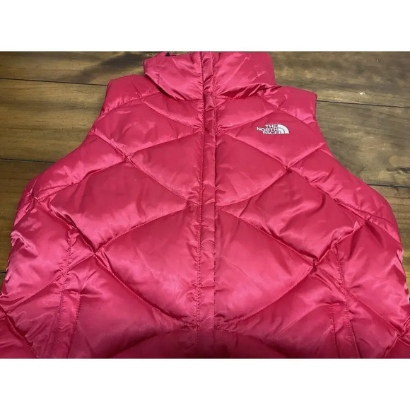 North Face Vest Womens Medium Pink Aconcagua Goose Down 550 Puffer Full Zip - Picture 4 of 12